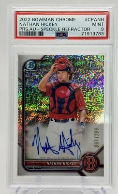 2022 Bowman Chrome Nathan Hickey 1st Bowman Speckle Auto # /299 Red Sox - Image 1 of 2