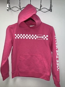 Vans Sweater Youth Med Hoodie Checkered Pink Girls Kids Off The Wall Skateboard - Picture 1 of 6