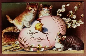 EASTER GREETINGS Embossed Postcard - ca1900s - Picture 1 of 2