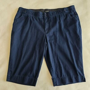 Lane Bryant Übergröße 28 marineblau elastische Taille Shorts Taschen 15,5 Zoll Schrittlänge - Bild 1 von 12