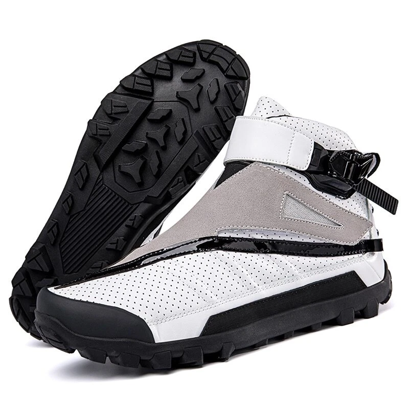 Botas de Motocicleta Hombre Cuero de Vaca Carreras Motociclista Zapatos Touring Montar Tenis Foto 1 de 4