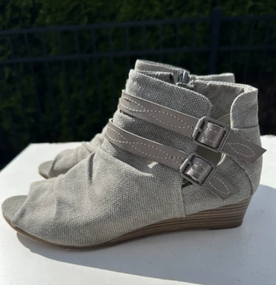 Blowfish Malibu Womens  Peep Toe Wedge Bootie Gray Side Zipper Buckle Size 9 - Image 1 of 4