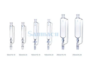 10/25/50/100ml Labor Druckausgleich Zugabe Trichter mit PTFE Absperrhahn - Bild 1 von 30