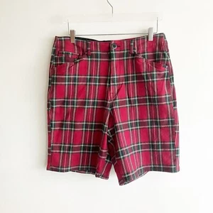 Volcom Mens Size 32 Shorts Plaid True To This Red Dark Gray White Spring Summer - Picture 1 of 6