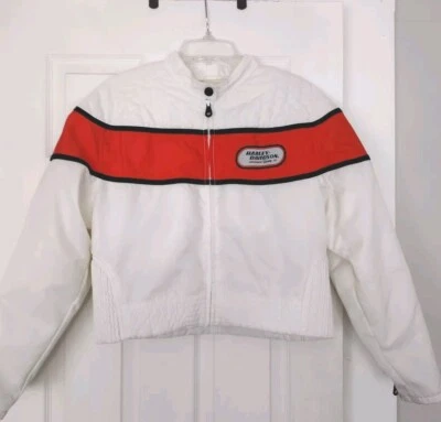 Chaqueta de carreras Harley Davidson para mujer talla grande blanca naranja negra nailon LEER Foto 1 de 4