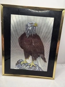 Impresión en papel aluminio vintage de águila calva americana mate y enmarcada patriótica vintage - Imagen 1 de 3