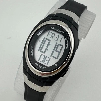 Reloj Cronógrafo Alarma Digital Armitron 45/7034 Mujer 100m Plateado Negro Batería Nueva Foto 1 de 4