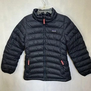 Patagonia Girls Down Sweater Puffer Jacket Navy Blue Kids Girls Size Large 12 - Picture 1 of 15