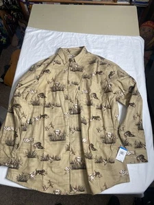 Woolrich Cotton Button Up Hunting Shirt Pheasant Bird Dog Ducks Mens Size XL - Picture 1 of 8