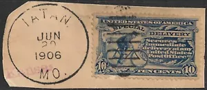 US Scott #E6 Used on Piece 1906 IATAN MO Postmark Issued 1902. - Picture 1 of 2