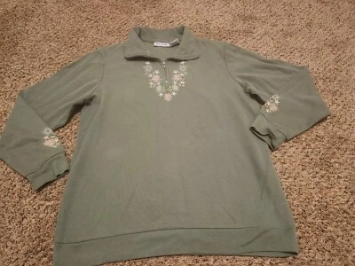 Vtg Blair Cottagecore Grandmacore Green Floral Sweater Women's Size Medium Used - Image 1 of 4