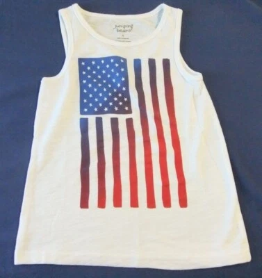 NUEVO CON ETIQUETAS Camiseta sin mangas blanca para niño talla 4 BANDERA PATRIÓTICA sin mangas frijoles saltadores Foto 1 de 3