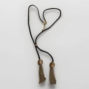 Brighton Neptune's Rings Lariat Tassel Leather Necklace Black - Picture 1 of 12