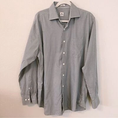 Camisa de vestir grande Peter Millar marrón azul con botones Foto 1 de 4