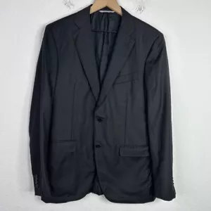 Canali Blazer Men 50R Black Textured Wool Water Resistant Two Button Sportcoat - Picture 1 of 8
