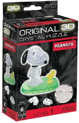 Bepuzzled Original 3D Crystal Jigsaw Puzzle - Snoopy & Woodstock Assembly Brain - Image 1 of 3