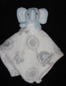 Blankets & Beyond Elephant Security Baby Lovey White Gray Blue Head Owl Print - Picture 1 of 5