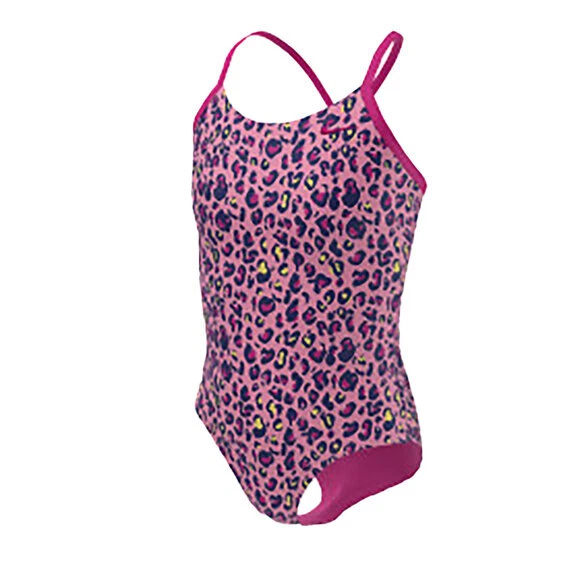 Nike Girls Crossback One Piece Swimsuit Cheetah Pink ( M )