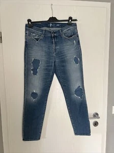 7 For All Mankind Josie Jeans Hose stretch destroyed Gr. W30 used look blau - Bild 1 von 2