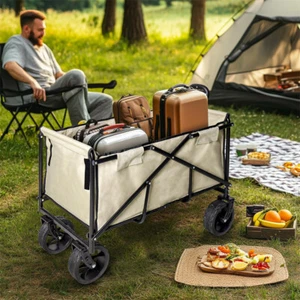Portable Folding Camping Cart Beach Wagon Garden Cart All-Terrain Wheels 440lbs - Picture 1 of 18