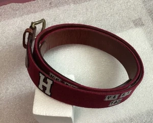 HARVARD H Shield Belt Garnet Smathers & Branson Hand Stitched Needlepoint 44 - Picture 1 of 8