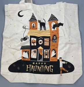 Hallmark cloth tote bag with handles. Halloween Haunted House. 13.5 X 13.5 - Picture 1 of 3