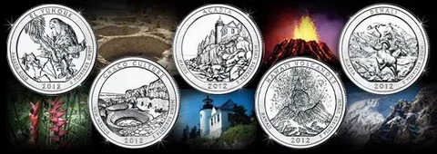 2012 S Nat Park Quarter Set Complete ~ 5 Coin lot  ~ UNCIRCULATED Low Cost 2nds Cover