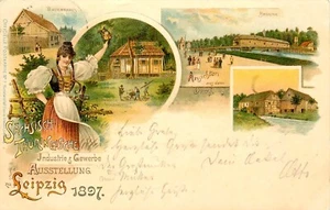 BEAUTIFUL 1897 LEIPZIG, GERMANY, EXHIBITION, AUSSTELLUNG VINTAGE POSTCARD (M327) - Picture 1 of 2