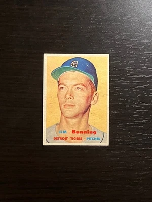 Tarjeta de béisbol 1957 Topps Jim Bunning novato radiocontrol #338 Detroit Tigers Foto 1 de 3