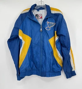 Chaqueta cortavientos St. Louis Blues nailon cremallera completa azul amarillo XL equipo atletismo - Imagen 1 de 5