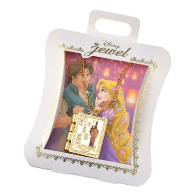 Disney Store Japón Rapunzel Libro de Cuentos Enredados Medallón Tono Dorado Collar Foto 1 de 3