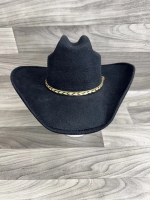 SUMMIT HAT CO. SOMBRERO DE VAQUERO DE FIELTRO DE LANA NEGRO TALLA 55 6 7/8 TEXAS 7X ADORNO DORADO Foto 1 de 4
