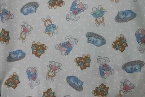 Bunny teddy cat polycotton kids nursery bedding baby blankets quilts Fabric - Picture 1 of 2