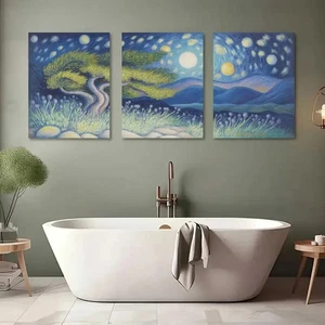 Pintura impresionista cielo giratorio impresión de metal lista para colgar arte 3 piezas - Imagen 1 de 8