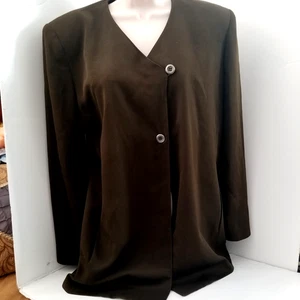 LIz Claiborne Ladies SILK Rich Cocoa Brown Fully Lined Business Jacket Size 8 - Picture 1 of 11