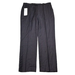 Calvin Klein Slim Fit Dress Pants Mens 38x32 Navy Burgundy Plaid Stretch NEW - Picture 1 of 6