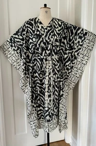 JIM THOMPSON IKAT COTTON VOILE PAREO WRAP KAFTAN BEACH COVER UP DRESS M-L - Picture 1 of 21