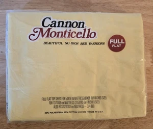 Vtg CANNON MONTICELLO Yellow FULL Size Flat Top Sheet 54x76 No-Iron USA - Picture 1 of 1