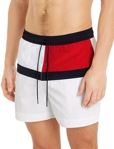 Tommy Hilfiger Swim Shorts Designer Mens Swimwear Trunks UM0UM03259 White - Picture 1 of 32