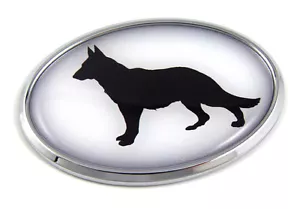 German Sheppard Dog 3D Chrome emblem Pet Decal Car Auto Bike Truck Oval Sticker - Bild 1 von 1