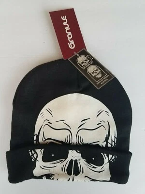 GRANULE BEANIE FLIP-DOWN CUFF PRETO REVELAR MÁSCARA DE MALHA TRANSPARENTE NOVA COM ETIQUETAS - Imagem 1 de 4