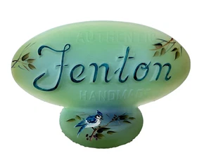 Fenton Glass Jadeite Logo Display Sign Blue Jay by M. Kibbe Limited Ed 48/51 - Picture 1 of 7