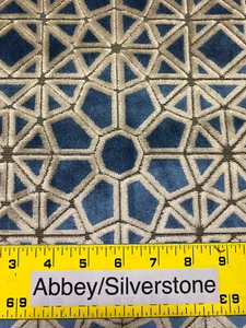 7.75 yds Pollack Crosscut Plush Waterwheel Blue Geometric Cut Upholstery Velvet - Picture 1 of 10