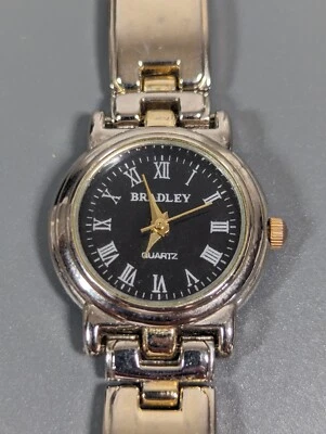 Bradley Black Dial Round Silver Tone Case Link Bracelet Band Watch - Image 1 of 4