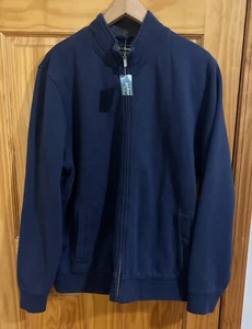 NWT L.L BEAN Men Full Zip Neck Traditional Fit Fleece Sweater Sz Large Navy Blue - Picture 1 of 7