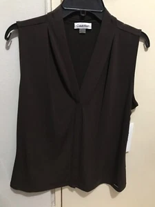 NWT Calvin Klein brown elegant casual/professional top/blouse for women SZ L - Picture 1 of 4