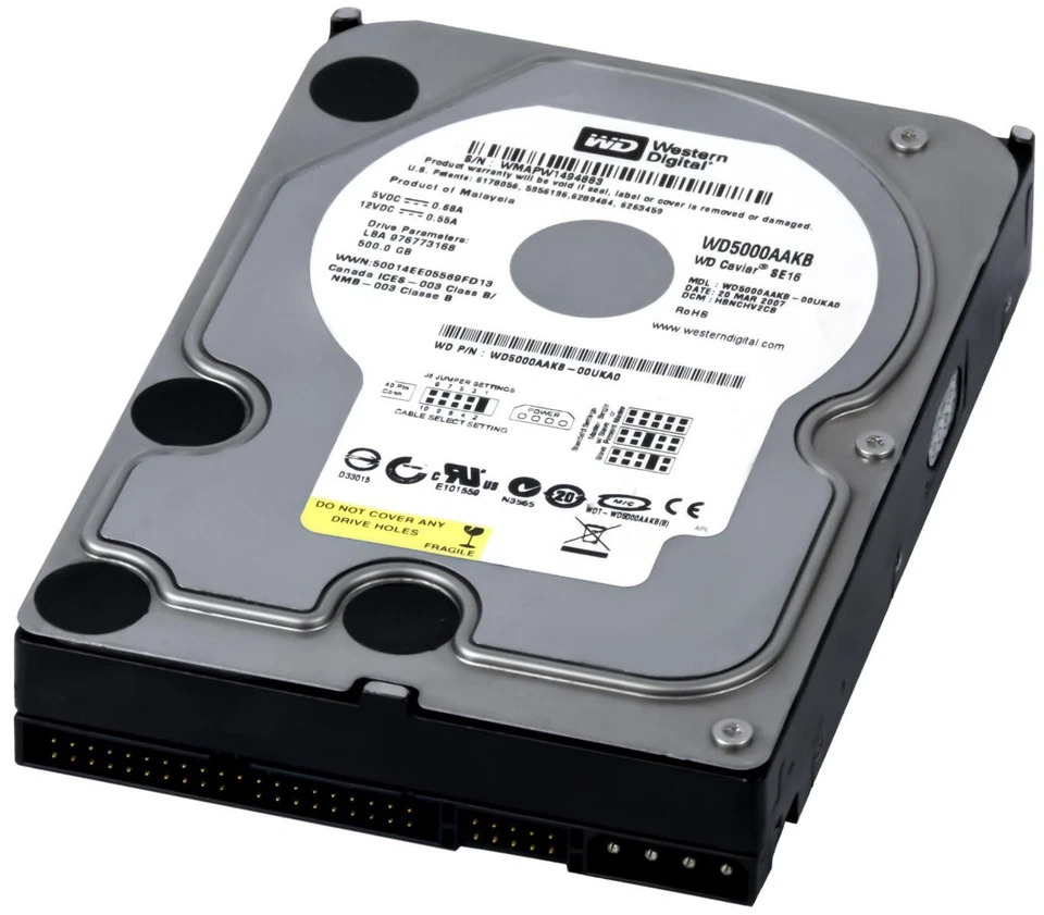 Disco Rigido WD Caviar SE16 WD5000AAKB 500GB 7200G/min 16MB ATA IDE 16MB 3.5" - Immagine 1 di 3