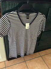 Van Heusen Ladies Navy/White Striped Top 100% Cotton Size M BNWT