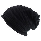 Slouchy Deep Crown Long Ribbed Pattern Rolled Brim Beanie - FREE SHIPPING