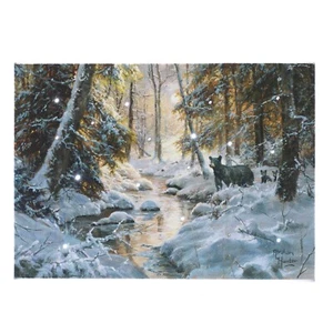 Oak Street Forest Bear LED Wall Art 6Hr Timer Christmas Decoration Artwork 6"x8" - Picture 1 of 3